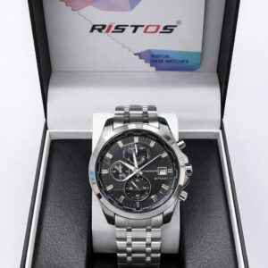 ⌚ ساعة RISTOS رجالية – ستانلس ستيل كرونوغراف