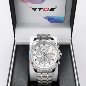 ⌚ ساعة RISTOS رجالية – ستانلس ستيل كرونوغراف